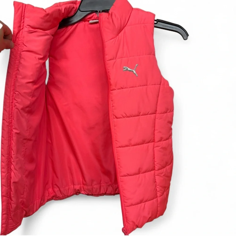 PUMA Girls' Puffer Vest - Pink / Coral - Size Small (7/8)